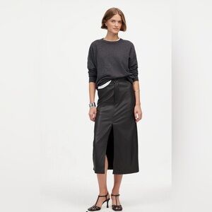 Madewell Black Leather Midi Skirt Size 2